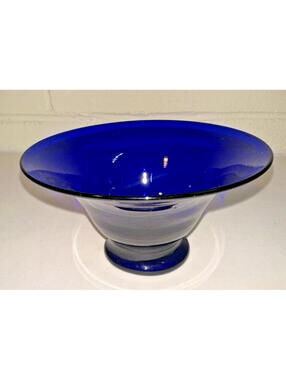 Vintage Blenko Glass Cobalt Squat Vase 6"x3'